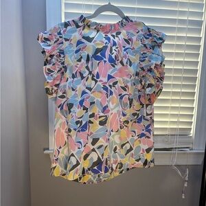 Floral Ruffle Sleeve Women's Top